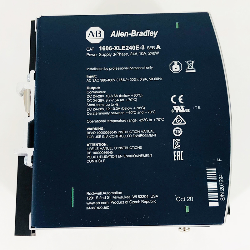 1606-XLE240E-3 New Allen-Bradley AB 480VAC Input 24VDC Out 10A Power Supply