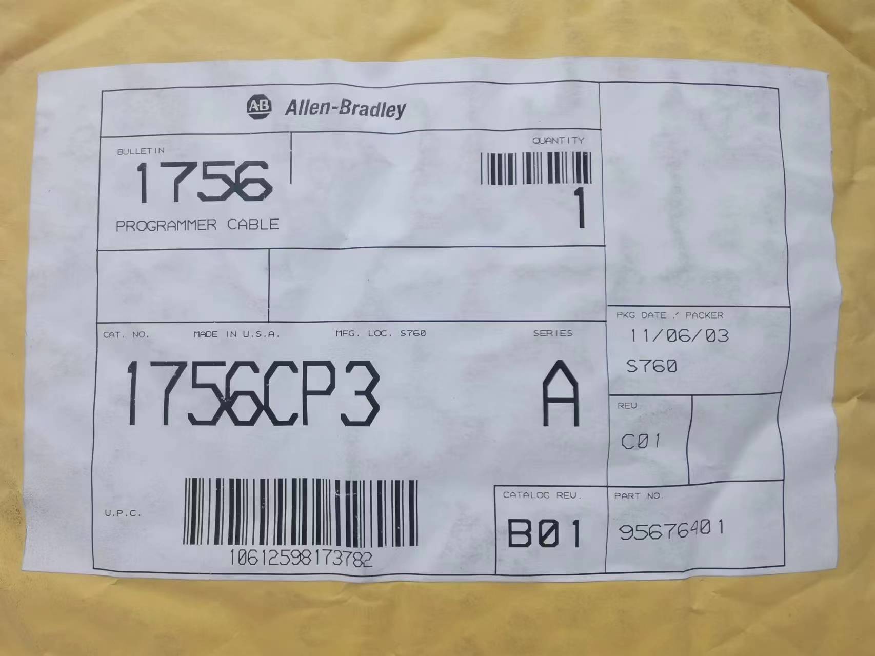 1756-CP3 New Allen-Bradley AB Logix Family RS232 Programmer Cable