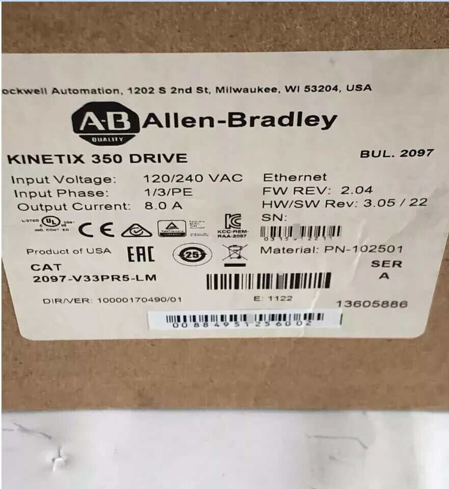 2097-V33PR5-LM New Allen-Bradley AB Kinetix 350 2.0kW Servo Drive