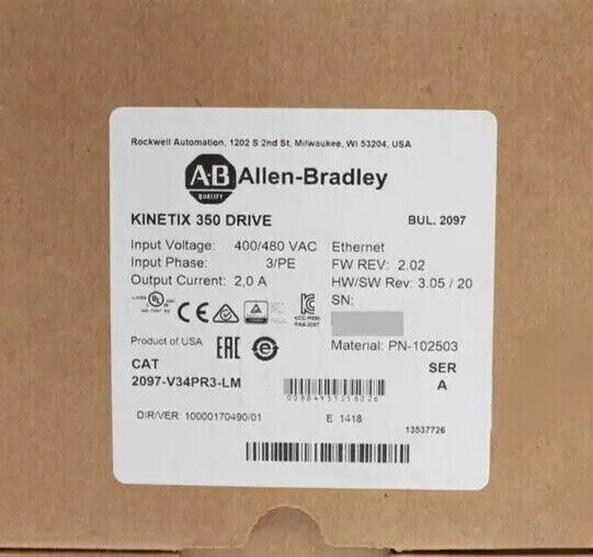 2097-V34PR3-LM New Allen-Bredley AB Kinetix 350 1.0kW Servo Drive