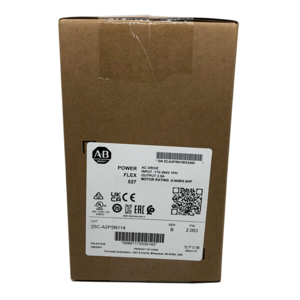 25C-A2P5N114 New Allen-Bradley AB PowerFlex 527 0.4kW 0.5Hp AC Drive