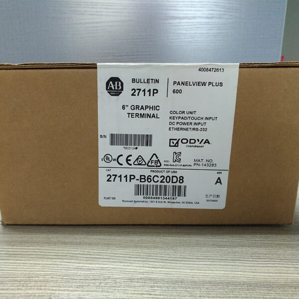 2711P-B6C20D8 New Allen-Bradley AB PV Plus 6 600 Color Key Touch Terminal