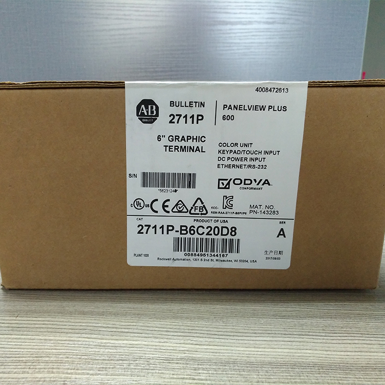 2711P-B6C20D8 New Allen-Bradley AB PV Plus 6 600 Color Key Touch Terminal