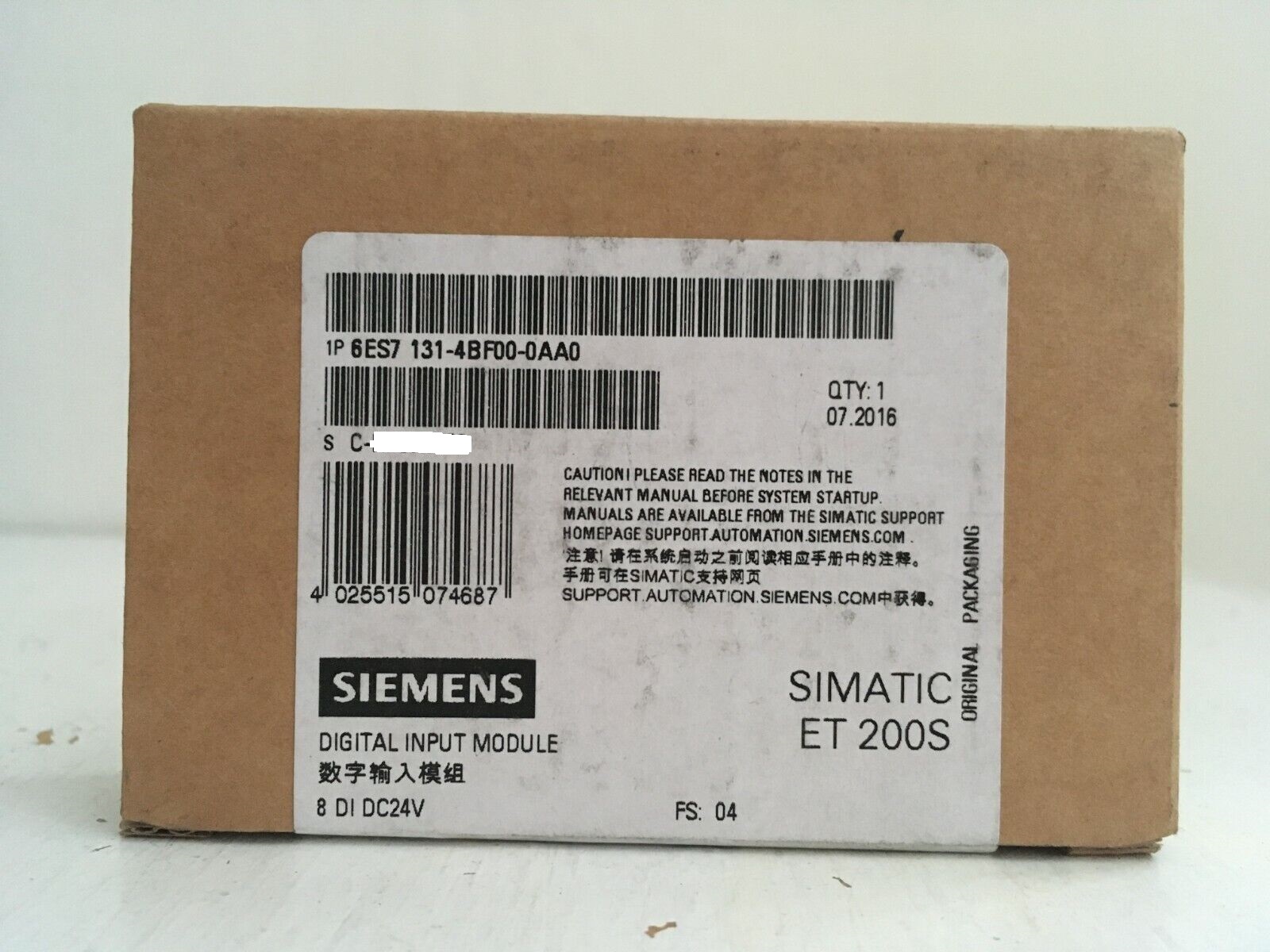 6ES7131-4BF00-0AA0 New Siemens Digital Input Module
